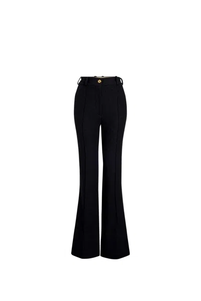 Patou Black Wool Blend Flare Pants