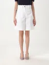 Patou White Casual High-waisted Shorts With Gold Button In White