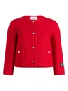 Patou Patch-pocket Tweed Jacket In Red