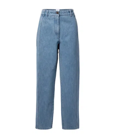Patou Patchwork Mid-rise Straight Leg Jeans In Blue