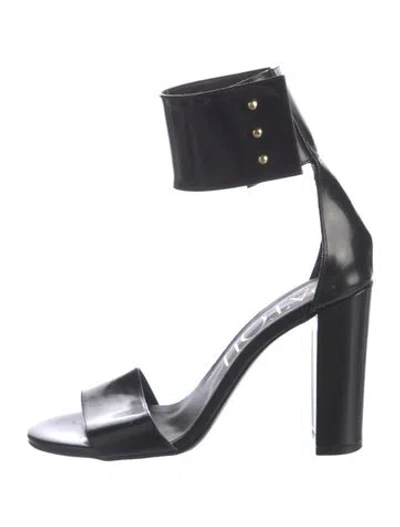 Pre-owned Patou Patent Leather Sandals In Black