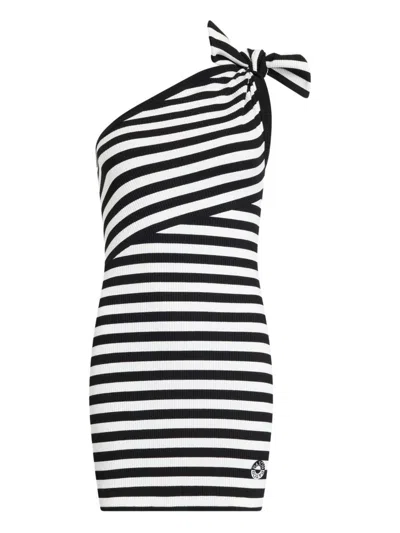 Patou One Shoulder Stretch Cotton Dress In Black