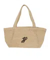 Patou Structured Raffia Tote Bag With Intricate Detailing