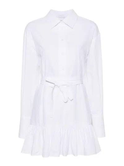 Patou Ruffled Mini Shirtdress In White