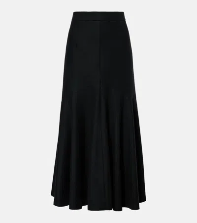 Patou Peplum Wool-blend Midi Skirt In Schwarz