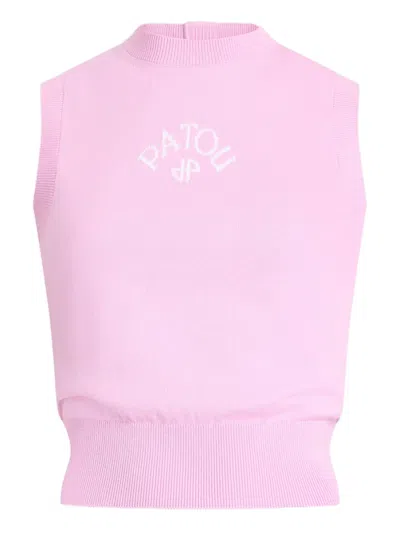 Patou Logo Sleeveless Knitted Top In Pink
