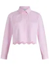 Patou Cropped Scalloped Shirt In Organic Cotton Poplin In Pink
