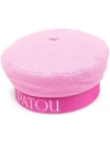 PATOU PINK SAILOR HAT WITH LOGO PRINT IN COTTON BLEND