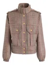 Patou Checked Virgin Wool Jacket In Brown