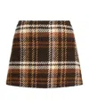 Patou Checked Wool-blend Mini Skirt In Brown