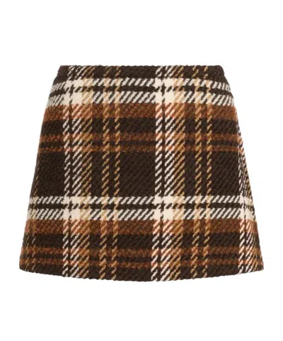 Patou Plaid Pattern Mini Skirt In Brown