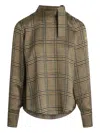 Patou Plaid-pattern Scarf-detail Blouse In Brown