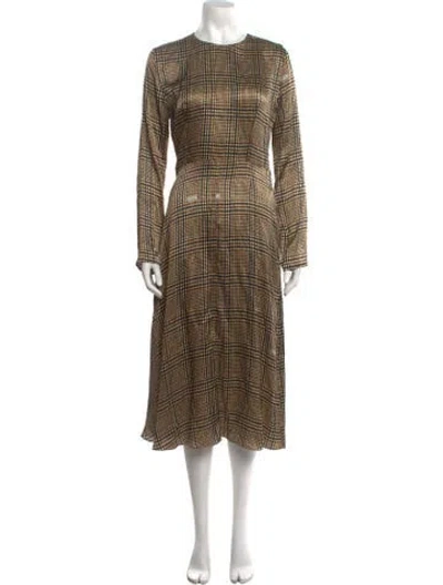 Pre-owned Patou Plaid Print Midi Length Dress In Multicolor
