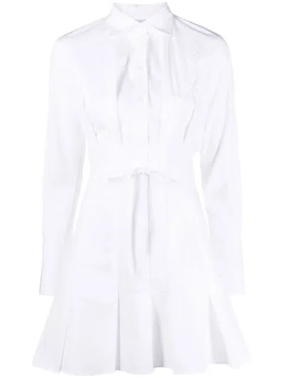 Patou Ruffled Mini Shirtdress In White