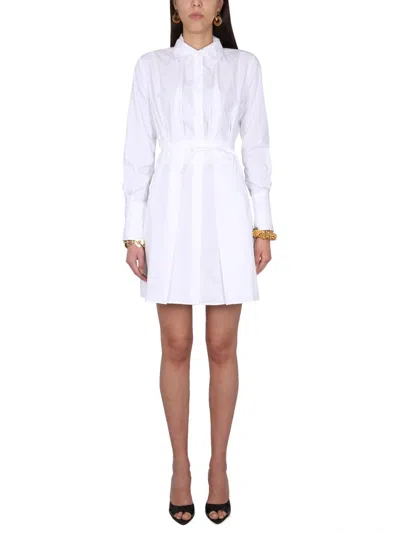 Patou Pleat-detail Mini Shirtdress In White