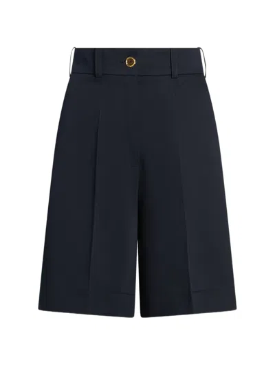 Patou Pleated Bermuda Shorts In Blue