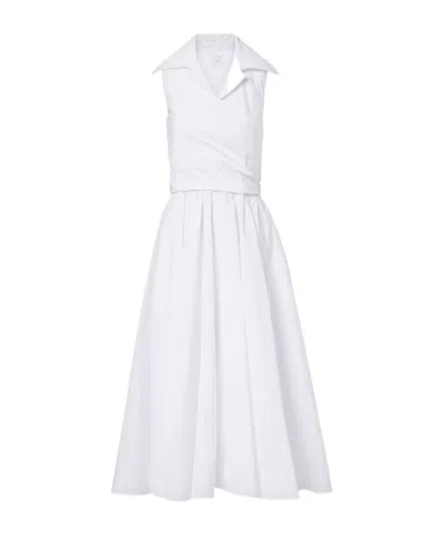 Patou Pleated Midi Dress In White
