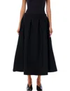 Patou Women's Pleated Midi Skirt In Nero