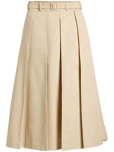 Patou Woman Midi Skirt Beige Size 8 Cotton