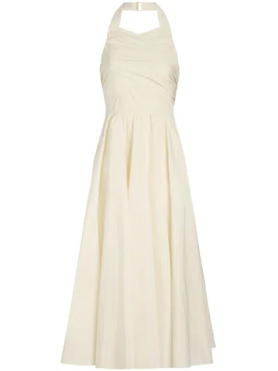 Patou Pleated Recycled Polyester Halter Neck Dress In Neutrals