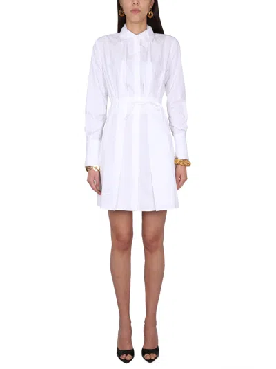 Patou Ruffled Mini Shirtdress In White