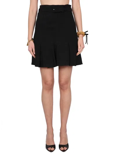 Patou Pleated A-line Skirt Belted Waist In White