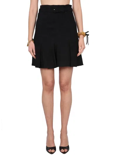 Patou Pleated A-line Skirt Belted Waist In White