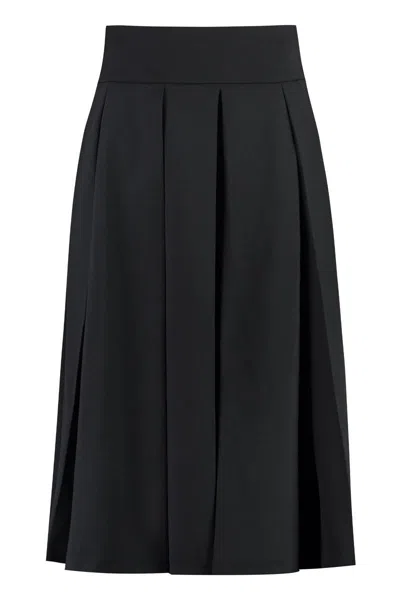 Patou Long Pleated Skirt In Black