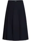 Patou Pleated Twill Midi Skirt In Blue