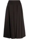 Patou Pleated Virgin-wool Midi Skirt In Brown