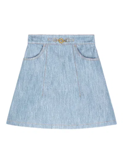 Patou High-waist A-line Denim Mini Skirt In Blue