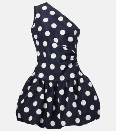 Patou Polka-dot Asymmetric Balloon Minidress In Blue