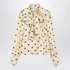 Patou Silk Blouse With Polka Dot Pattern And Bow In Beige