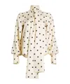 Patou Silk Blouse With Polka Dot Pattern And Bow In White