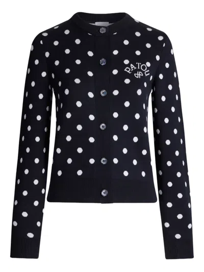 Patou Polka-dot Buttoned Cardigan In Black