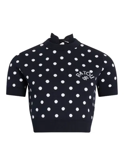 Patou Polka-dot Knitted T-shirt In Black