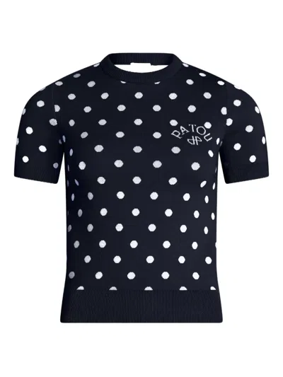 Patou Polka-dot Knitted T-shirt In Black