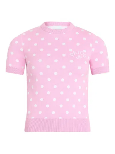 Patou Polka-dot Knitted Top In Pink