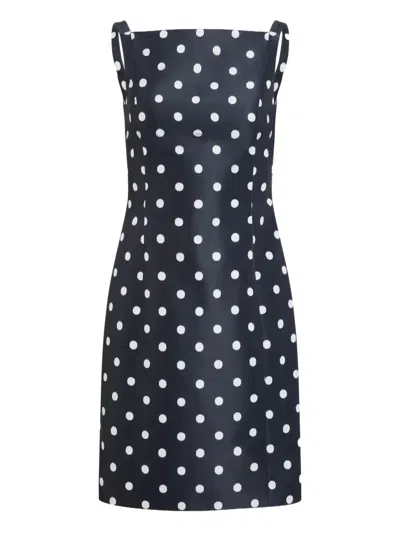 Patou Polka-dot Faille Minidress In Black