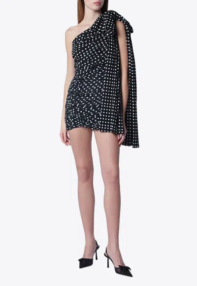 Patou Polka Dot One-shoulder Mini Dress In Multi