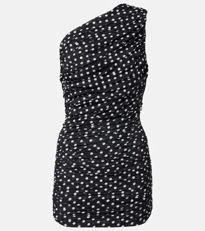 Patou Polka-dot One-shoulder Minidress In Black