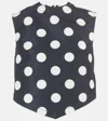Patou Polka-dot Open-back Faille Crop Top In Blue