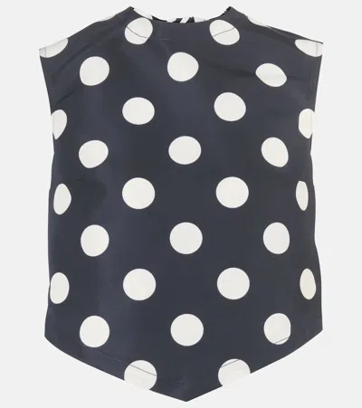PATOU POLKA-DOT OPEN-BACK FAILLE CROP TOP