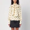 Patou Silk Blouse With Polka Dot Pattern And Bow In Beige