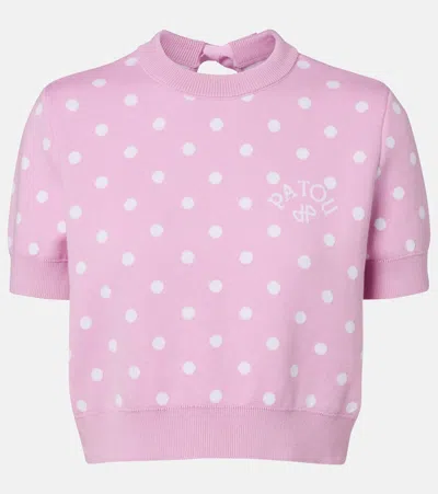 Patou Polka-dot Cotton-blend Sweater In Pink