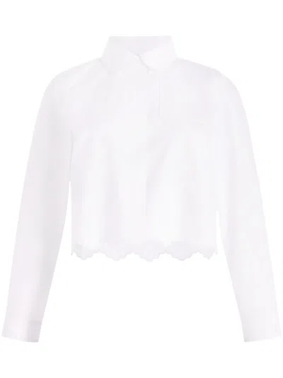 Patou Poplin Shirt With Scalloped Hem In White