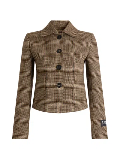 Patou Prince Of Wales Check Long-sleeve Jacket In Brown