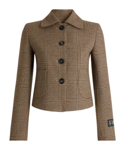 Patou Prince Of Wales Check Long-sleeve Jacket In Brown