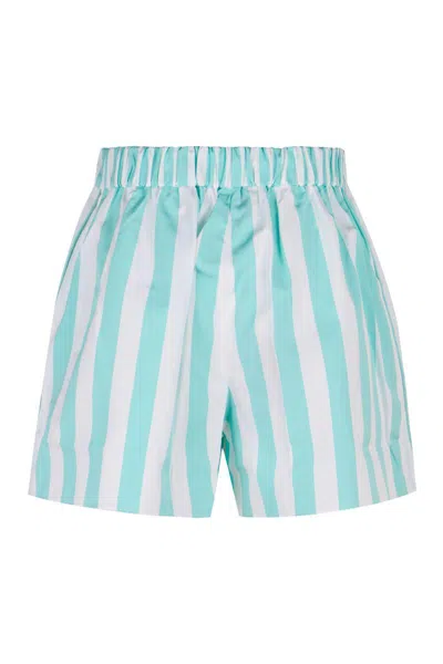 Patou Printed Cotton Shorts In Blue