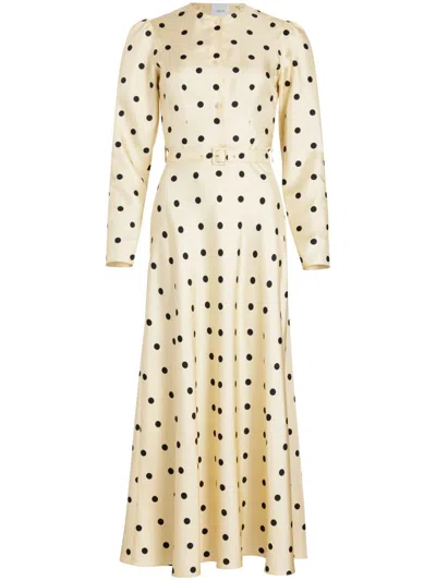 Patou Printed-organic Silk Belted Maxi Dress In Nude